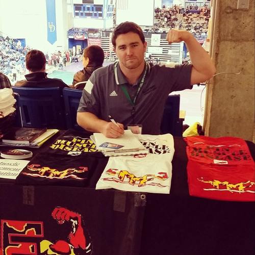 Students at the University of Delaware set up a MMF booth at a wrestling tournament!