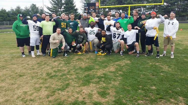 Alumni from Saint Mark's High School and Salesianum High School (DE) joined in a flag football game to benefit MMF!