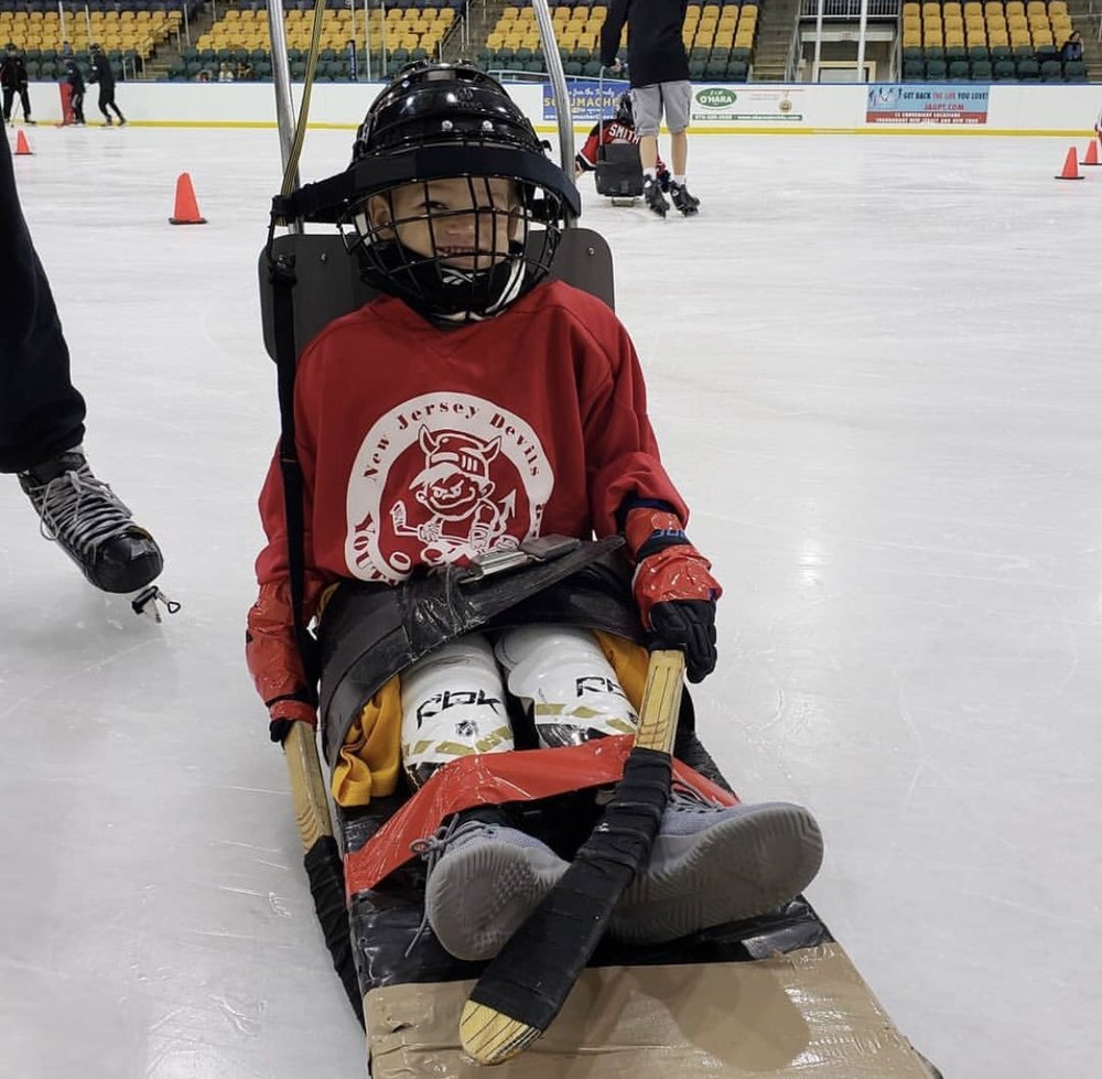 MMF Muscle Champion, Harry Smith, ready for sled hockey!